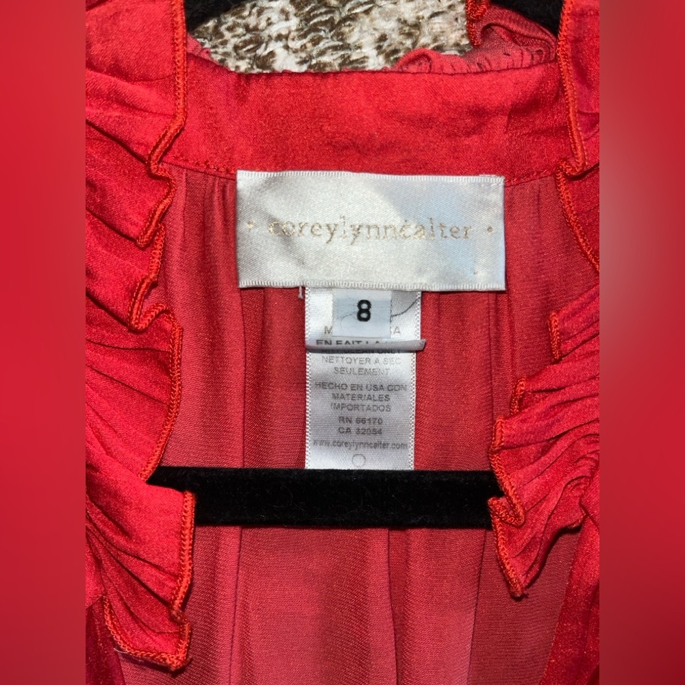 Corey Lynn Calter Scarlet Dreoootiowith Ruffle Accents